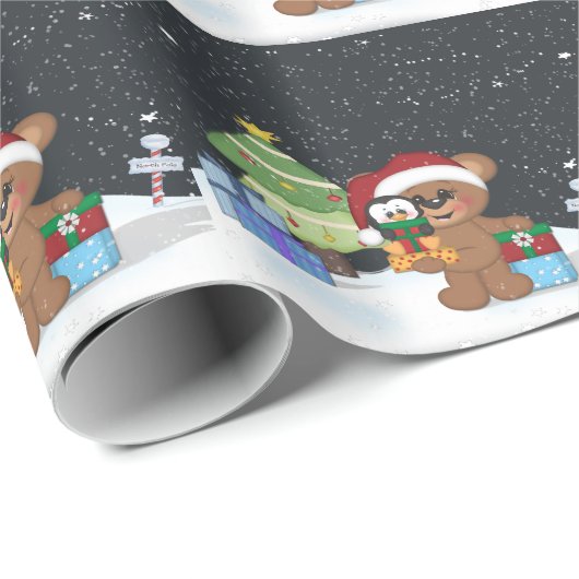 KerstTeddy Bear Cadeaupapier (Rol Hoek)