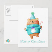 KerstTeddy Bear Feestdagenkaart (Voorkant / Achterkant)