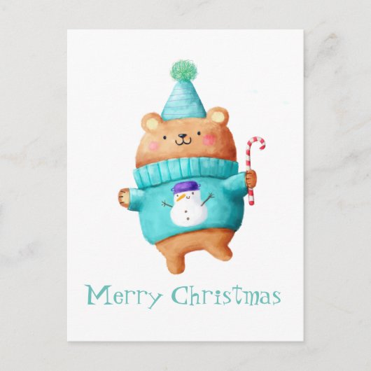 KerstTeddy Bear Feestdagenkaart (Voorkant)