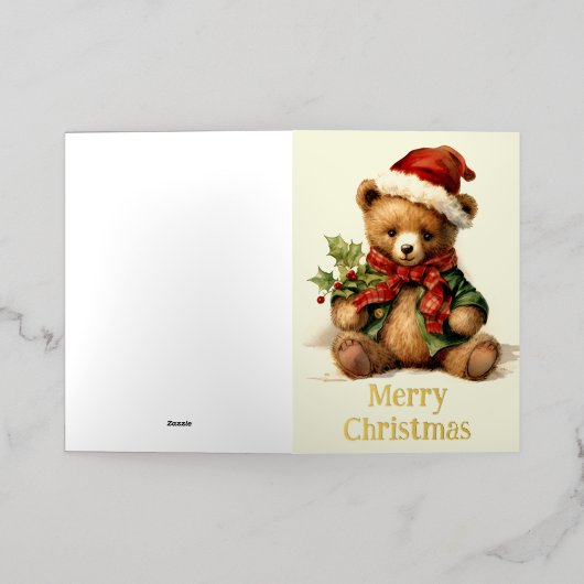 KerstTeddy Bear Folie Wenskaart (Buiten Laag)