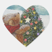 KerstTeddy Bear Hart Sticker (Voorkant)