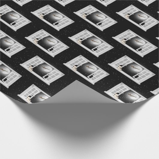 KerstTeddy Bear in Window Cadeaupapier (Hoek)