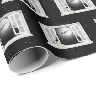 KerstTeddy Bear in Window Cadeaupapier