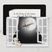 KerstTeddy Bear in Window Feestdagenkaart (Voorkant / Achterkant)