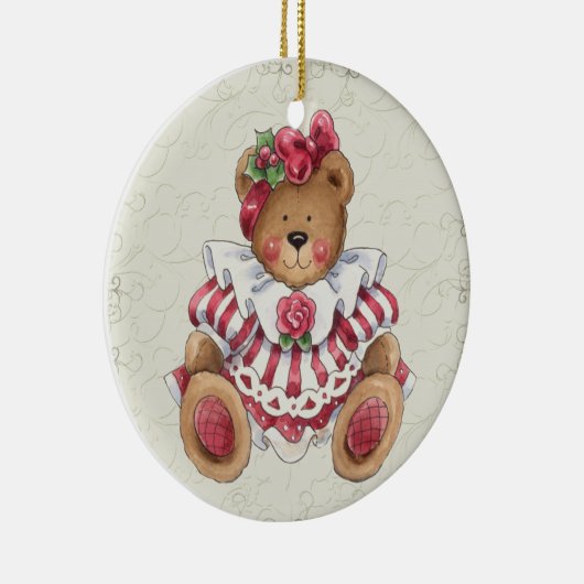 KerstTeddy Bear Keramisch Ornament (Rechts)