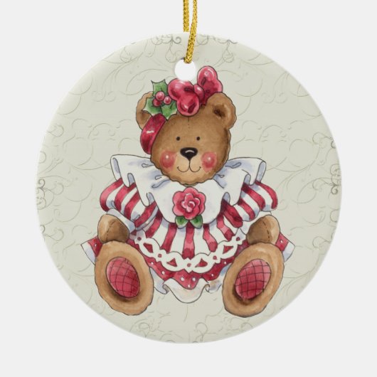 KerstTeddy Bear Keramisch Ornament (Voorkant)
