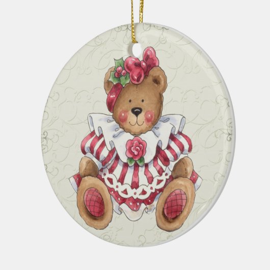 KerstTeddy Bear Keramisch Ornament (Links)