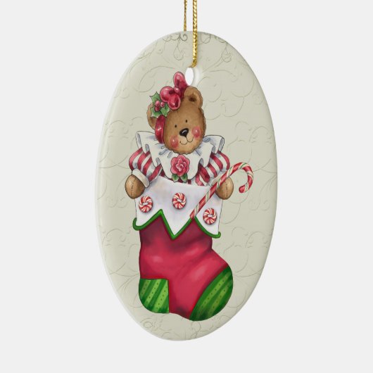 KerstTeddy Bear Keramisch Ornament (Rechts)