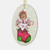 KerstTeddy Bear Keramisch Ornament (Links)
