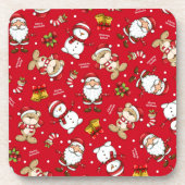 KerstTeddy Bear | kerstkurk Onderzetter set (Voorkant)