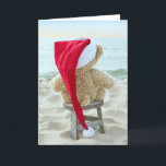kerstteddy Bear Miss You Holiday Card Feestdagen Kaart<br><div class="desc">Een teddybeer met rood pet voor vermist je bij Christmastime.</div>