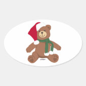 KerstTeddy Bear Ovale Sticker (Voorkant)