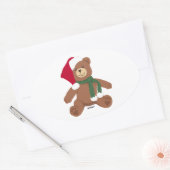 KerstTeddy Bear Ovale Sticker (Envelop)