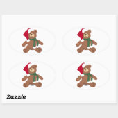 KerstTeddy Bear Ovale Sticker (Vel)