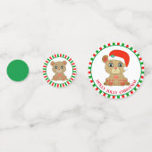 Kerstteddy Bear over groene en rode Confetti (Voorkanten)