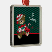 kerstteddy Bear Pset persoonlijk Metalen Ornament (Rechts)