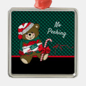 kerstteddy Bear Pset persoonlijk Metalen Ornament (Voorkant)