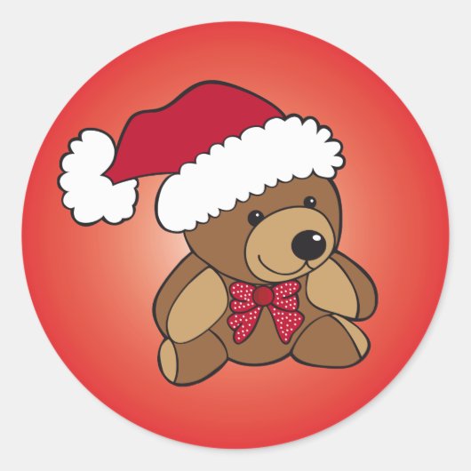 KerstTeddy Bear Ronde Sticker (Voorkant)