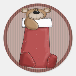 KerstTeddy Bear Ronde Sticker