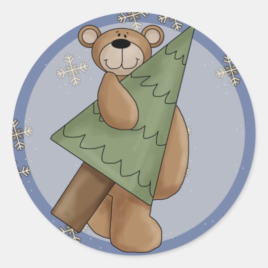 KerstTeddy Bear Ronde Sticker (Voorkant)