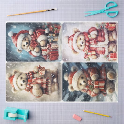 KerstTeddy Bear Tissuepapier (Craft)