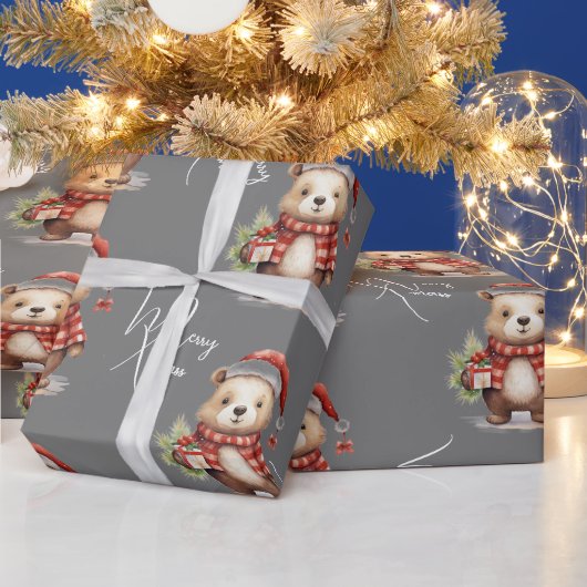 Kerstteddy Cadeaupapier (Feestdagen)