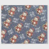 Kerstteddy Cadeaupapier (Vlak)