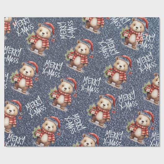 Kerstteddy Cadeaupapier (Vlak)