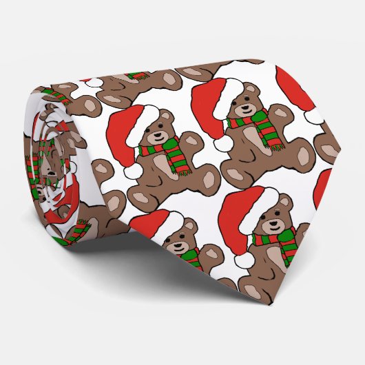 KerstTeddy met Santa Hat Stropdas (Opgerold)