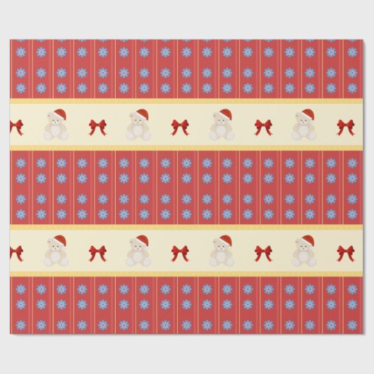 kerstteddy Wrapping Paper Cadeaupapier (Vlak)