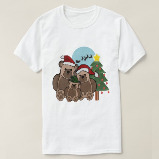 Kerstteddybear Familie T-Hemden T-shirt (Design voorkant)