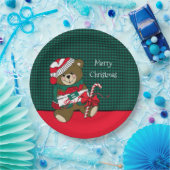kerstteddybear Rood en groene Kinder tafels Papieren Bordje (Feest)