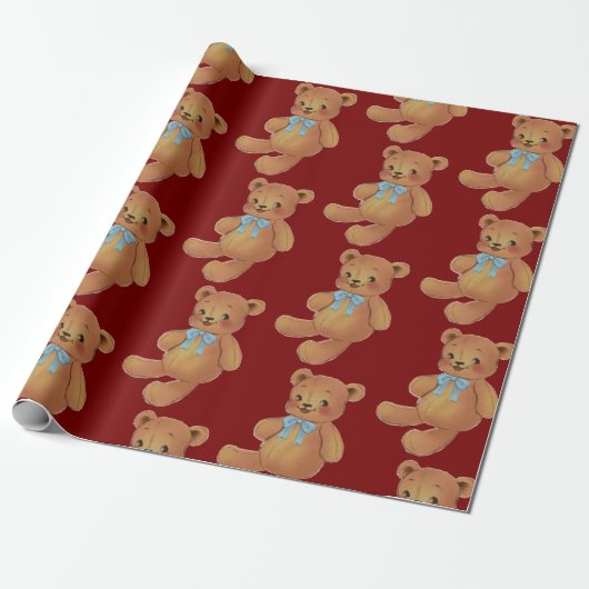 kerstteddybeer cadeaupapier (Uitgerold)