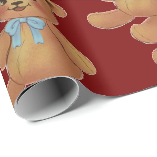 kerstteddybeer cadeaupapier (Rol Hoek)