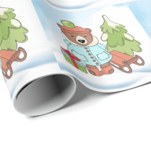 Kerstteddybeer Couple met cadeau Cadeaupapier