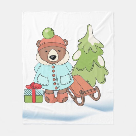 Kerstteddybeer Couple met cadeau Fleece Deken (Voorkant)