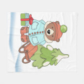 Kerstteddybeer Couple met cadeau Fleece Deken (Voorkant (Horizontaal))