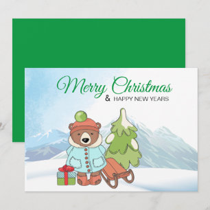 Kerstteddybeer Couple met cadeau Kaart