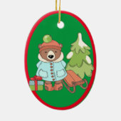 Kerstteddybeer Couple met cadeau Keramisch Ornament (Achterkant)