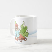 Kerstteddybeer Couple met cadeau Koffiemok (Voorkant links)