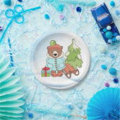 Kerstteddybeer Couple met cadeau Papieren Bordje (Feest)