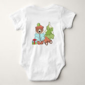 Kerstteddybeer Couple met cadeau Romper (Achterkant)