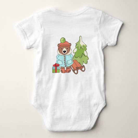 Kerstteddybeer Couple met cadeau Romper (Achterkant)