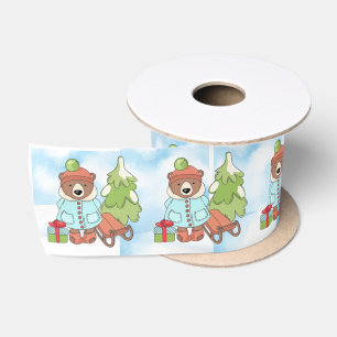 Kerstteddybeer Couple met cadeau Satijnen Lint