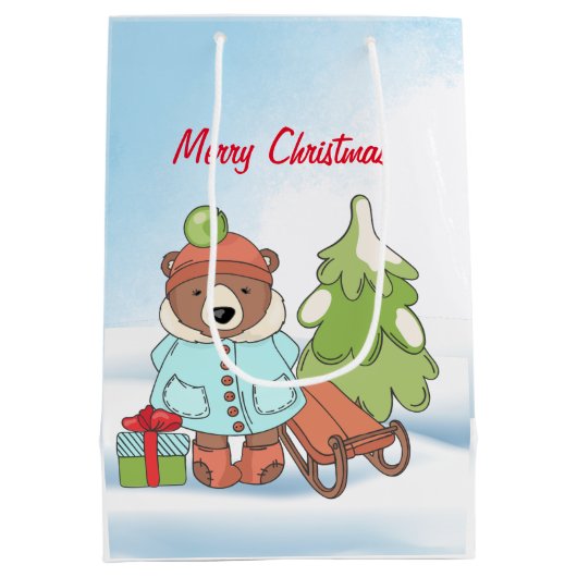 Kerstteddybeer Couple met cadeautas (Achterkant)