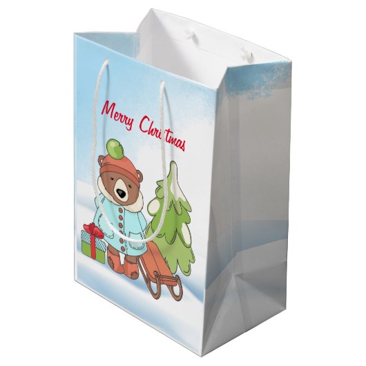 Kerstteddybeer Couple met cadeautas (Achterkant Gekanteld)