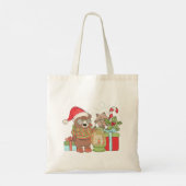 Kerstteddybeer Couple met cadeautjes Canvas tas (Achterkant)
