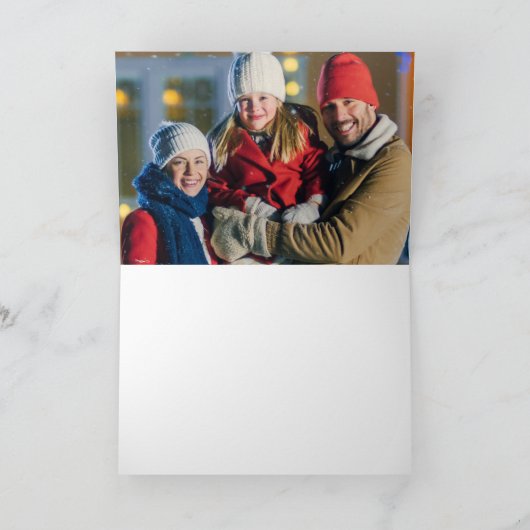 Kerstteddybeer en familiefoto, rood kaart (Binnen)