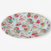 Kerstteddybeer in rood en groen papieren bordje (Gekanteld)