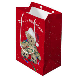 Kerstteddybeer in verwarde lichtjes medium cadeauzakje